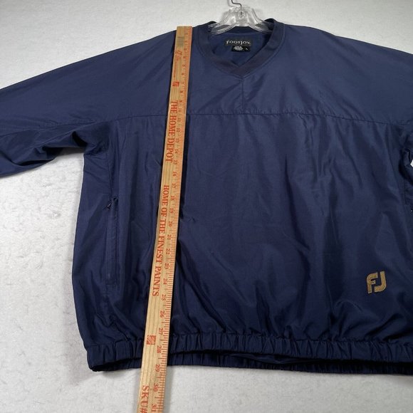FootJoy FJ Mens Windbreaker Jacket Size L Navy Blue Golf Pullover Pockets V Neck - Picture 11 of 11